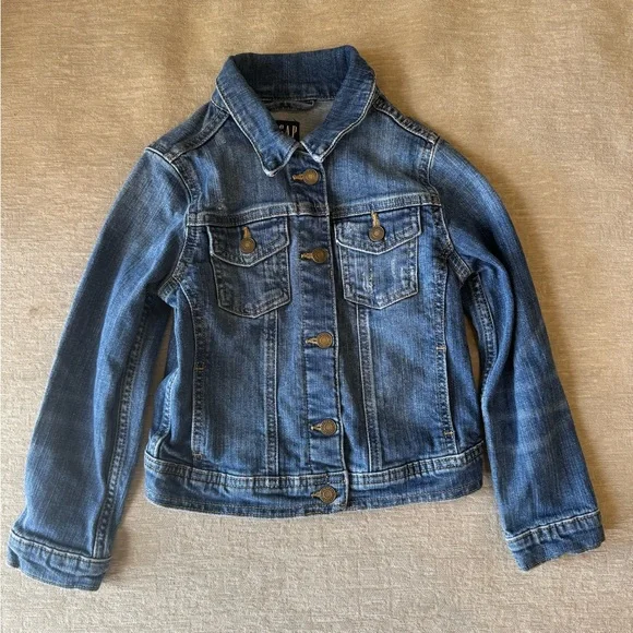GAP Kids Denim Jean Jacket Size S Classic Blue Stretch Jean Jacket - Picture 2 of 9